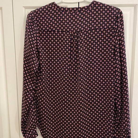 Twik from Simons polyester blouse. Navy blue, plum, mustard. Small. - Picture 5 of 5